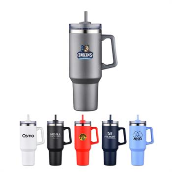 DRK17 - 40 Oz. Stainless Steel Travel Mug with Handle and Straw