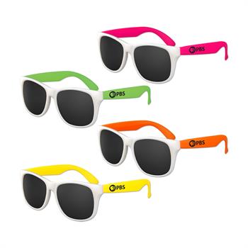 S36046X - Kids White Frame Classic Neon Sunglasses