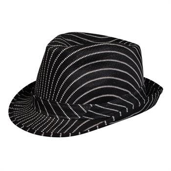 Pinstripe Fedora - Black