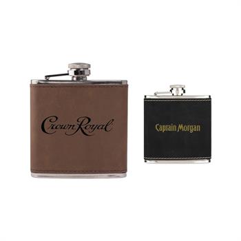 SNGSFK - Leatherette Wrapped 6 Oz. Stainless Steel Hip Flask