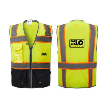 WL2006X - Deluxe ANSI Class 2 Solid Safety Vest with Reflective Piping and Black Bottom