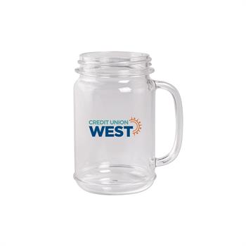 WL2243X - 16 Oz Plastic Mason Jar Bank with Handle