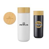 10 Oz. Double Wall Ceramic Mug with Bamboo Lid