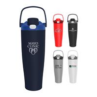40 Oz Stainless Steel Travel Mug with Handle and Straw