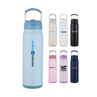 24 Oz Stainless Steel Vacuum Bottle with Easy Carry Handle and Dual Use Lid