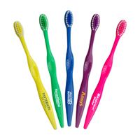 6 1/2" Solid Colored Curved Handle Junior Toothbrush