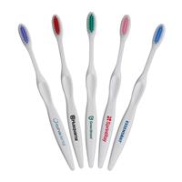 7 3/4" Curved White Handle Toothbrush