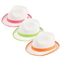 White Fedora with Neon Trim