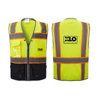 Deluxe ANSI Class 2 Solid Safety Vest with Reflective Piping and Black Bottom