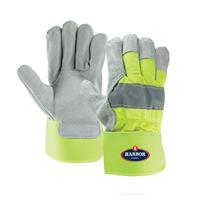 Hi-Viz Reflective Leather Palm Gloves